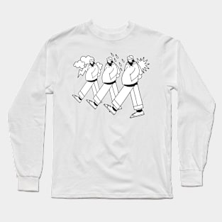 Three men walking together in varying moods Long Sleeve T-Shirt